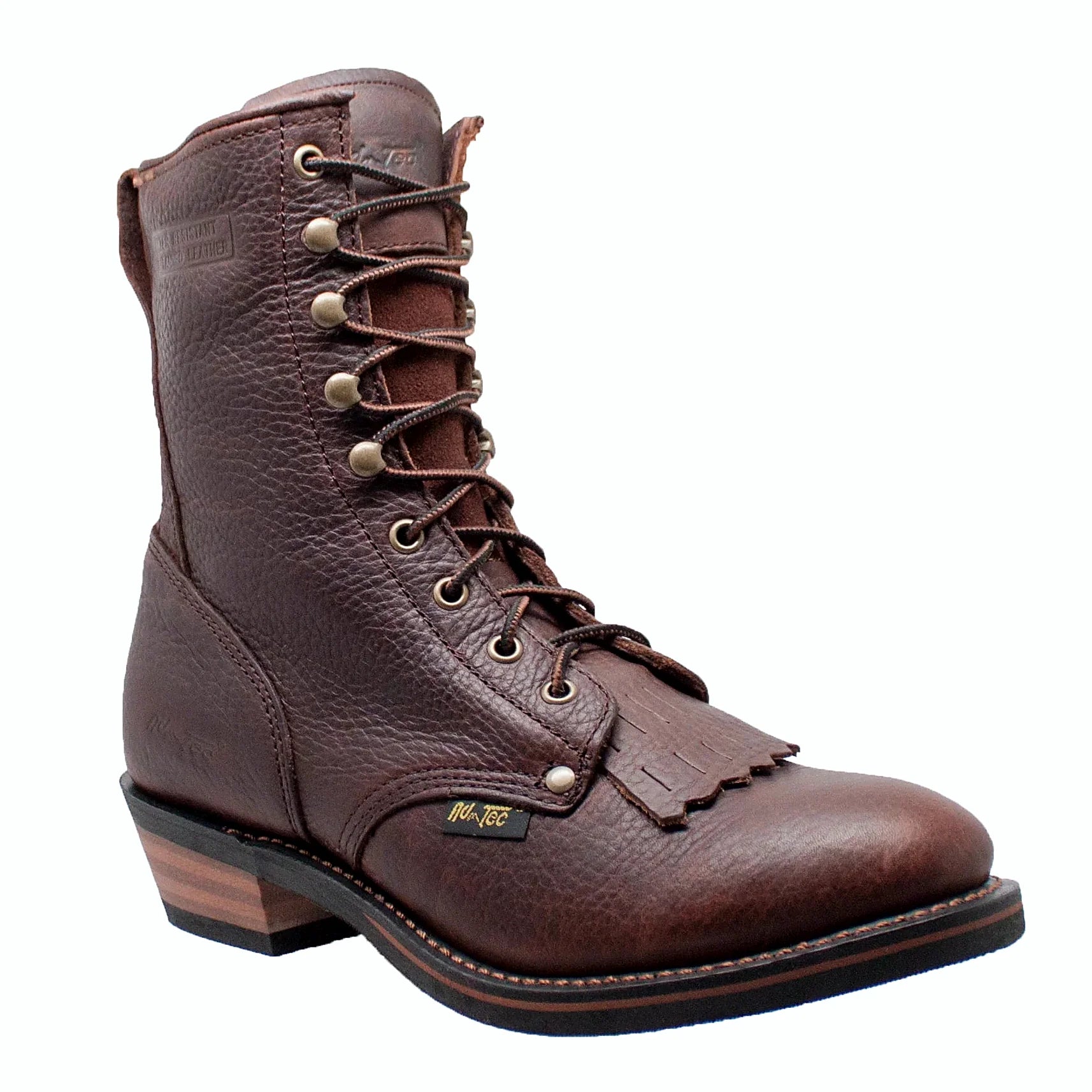Goodyear welted packer boot with a rubber outsole