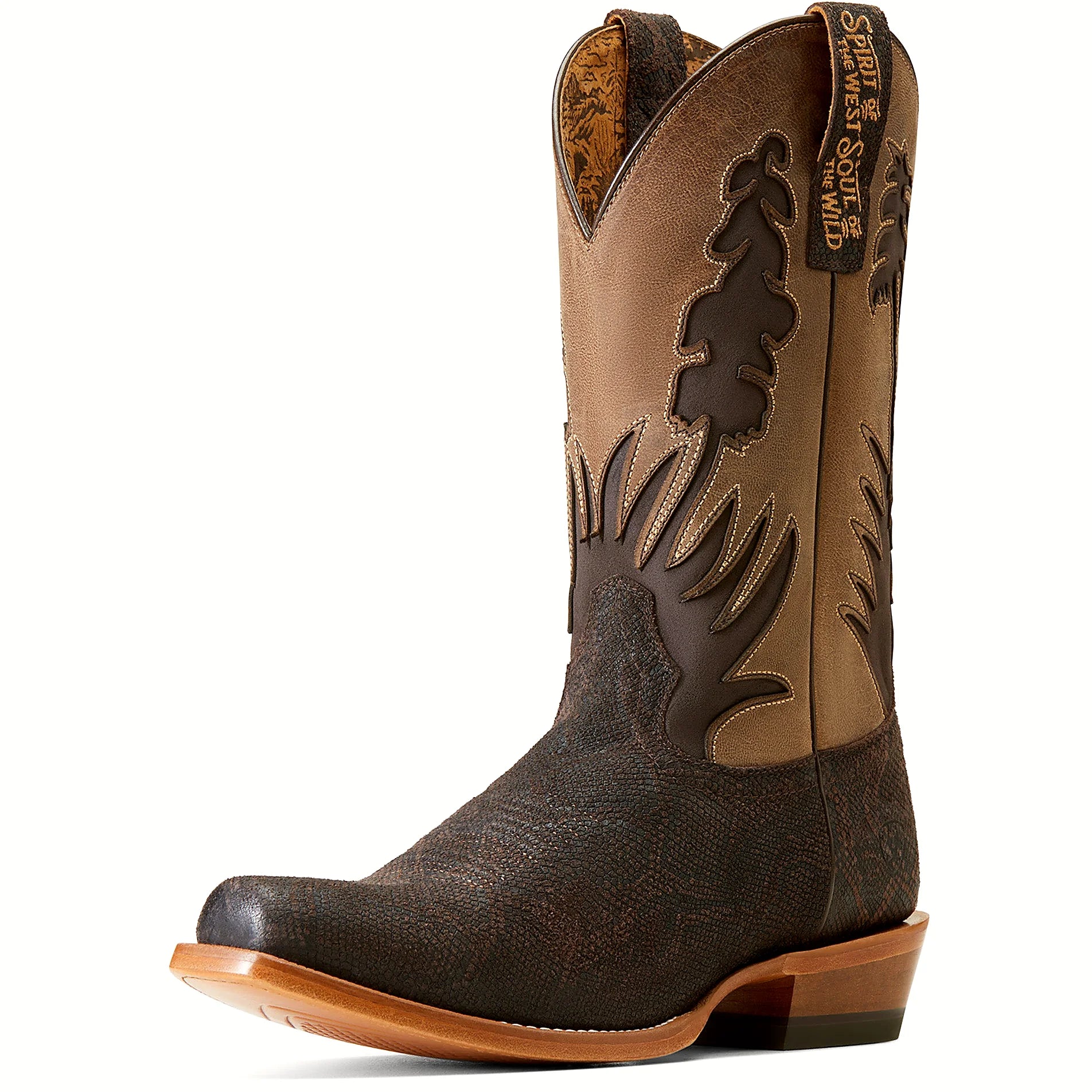 Patterned western boot in brown