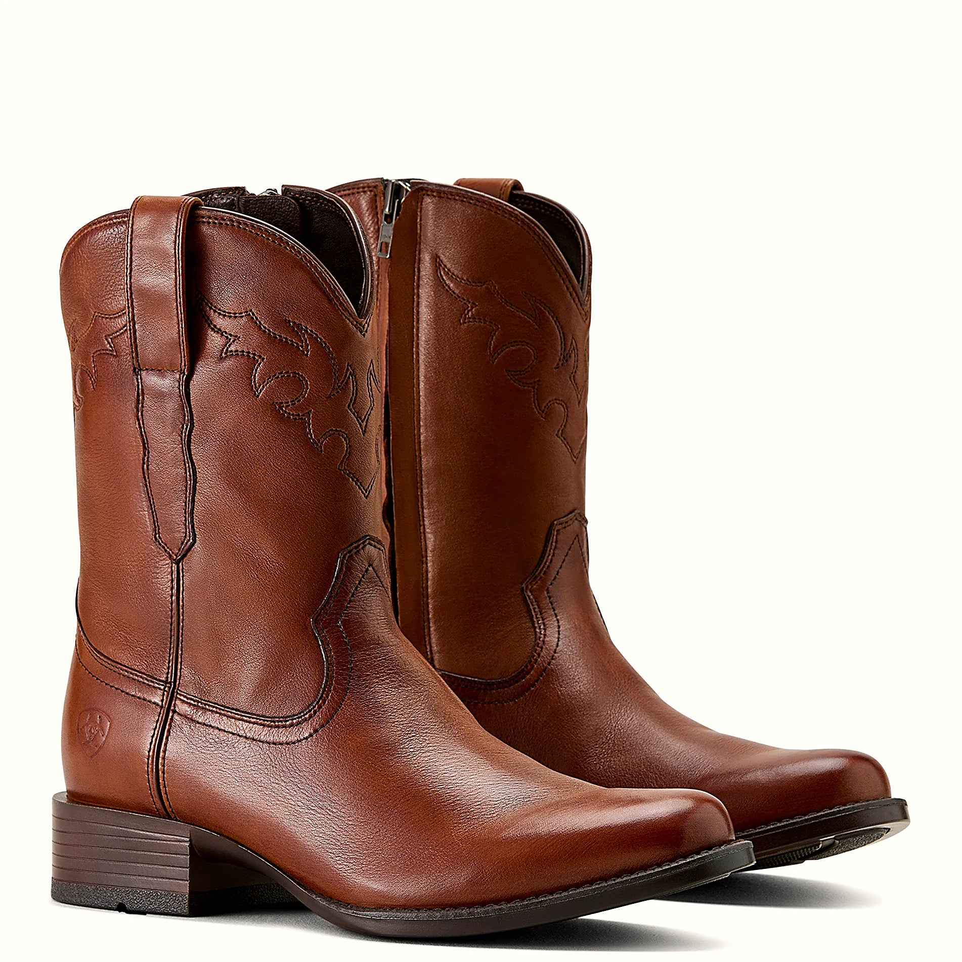 Western boot with a two-row stitch pattern