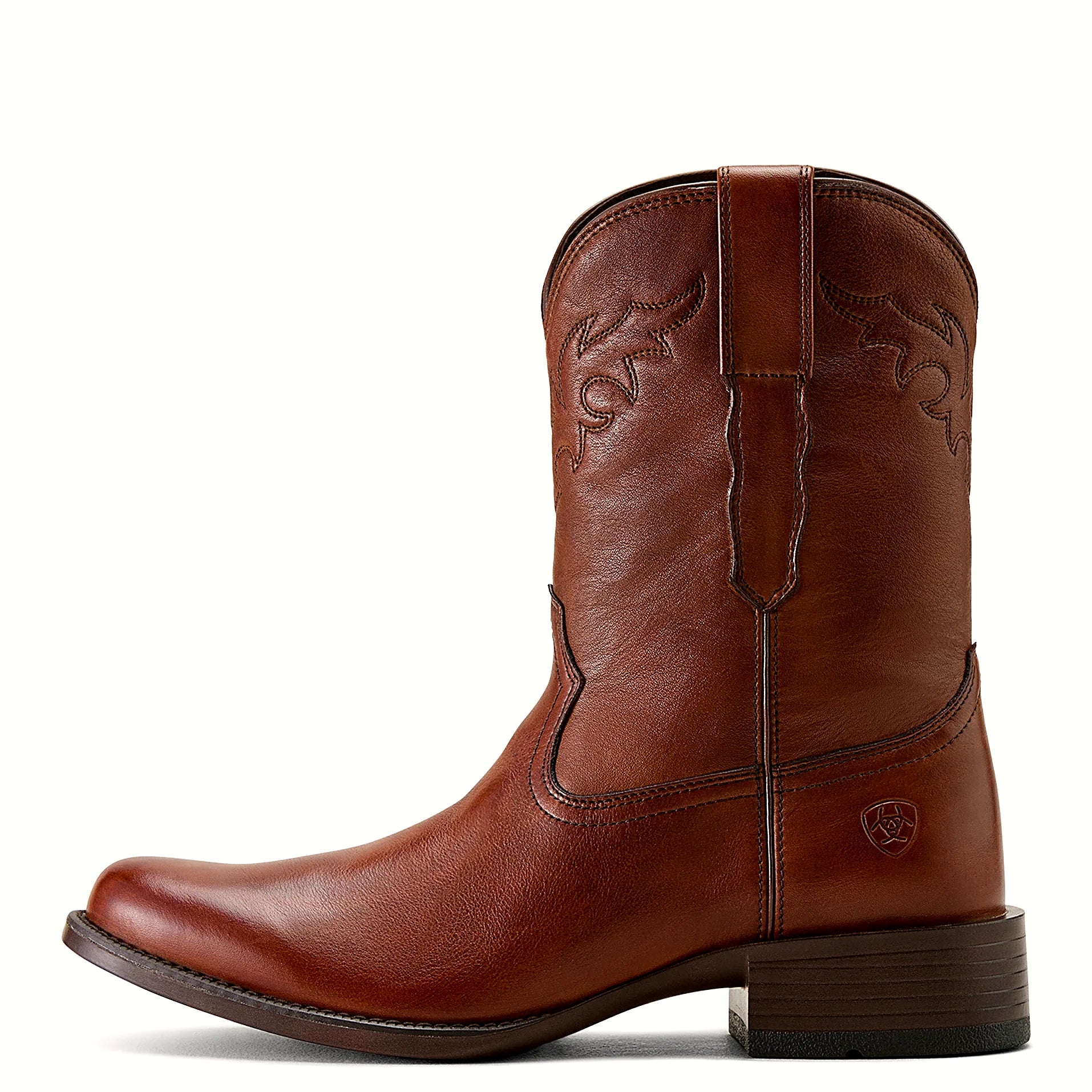 Round toe western boot with an inside zip