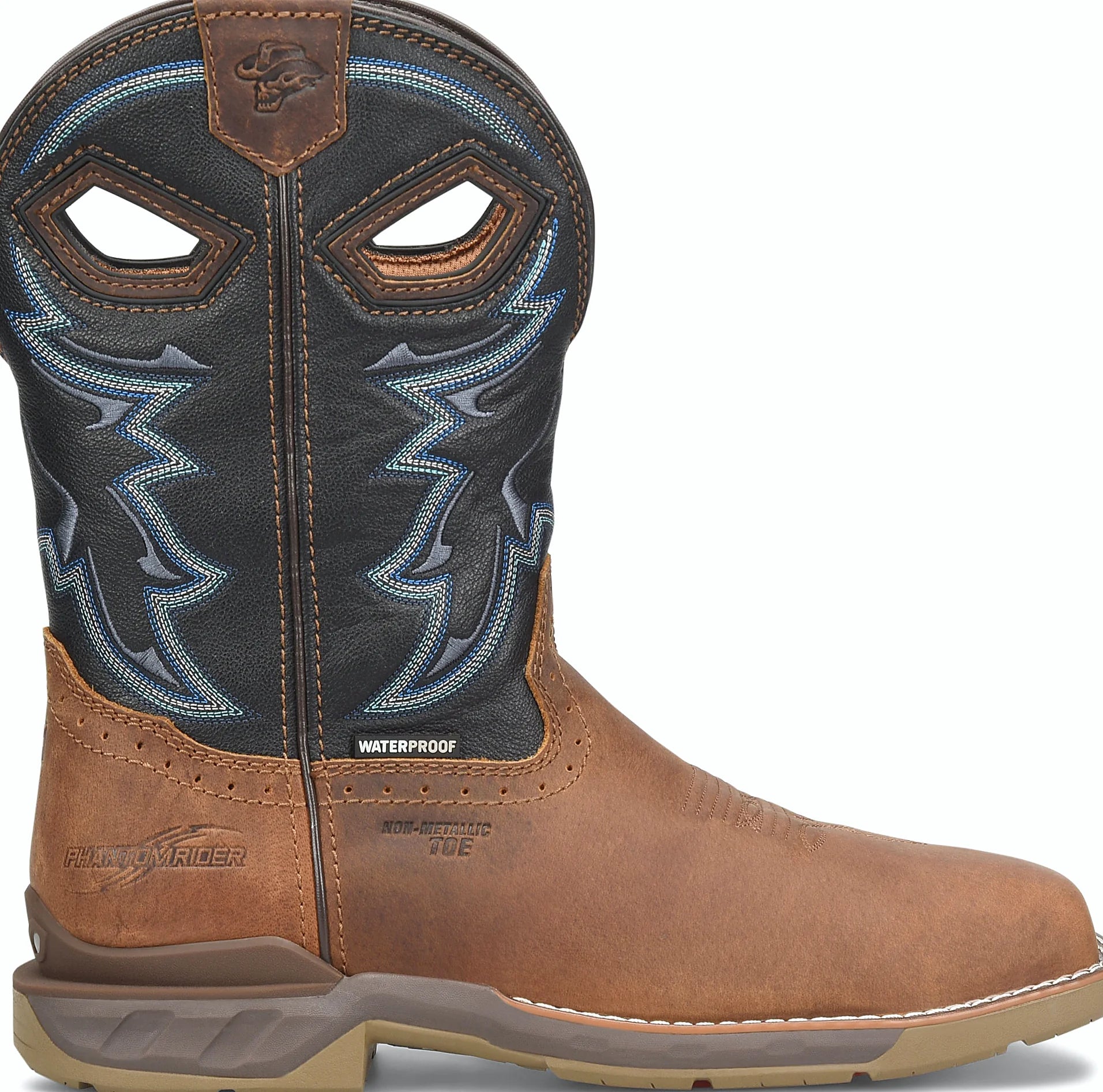 Pull-on work boot with molded pull holes