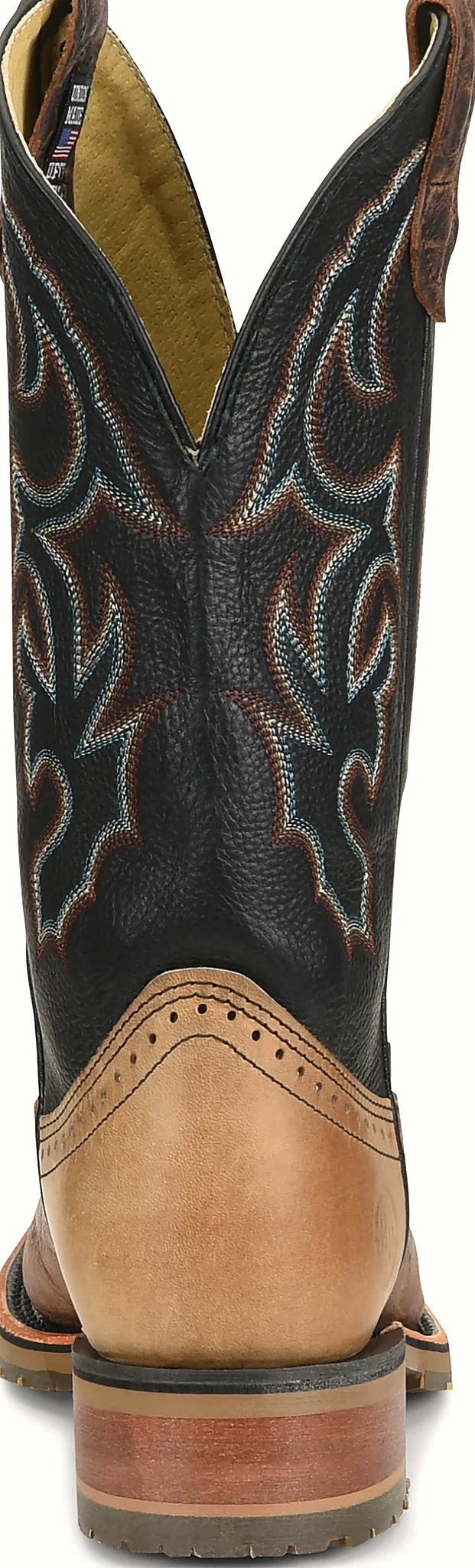 Black square toe boot with an Oak I.C.E. outsole