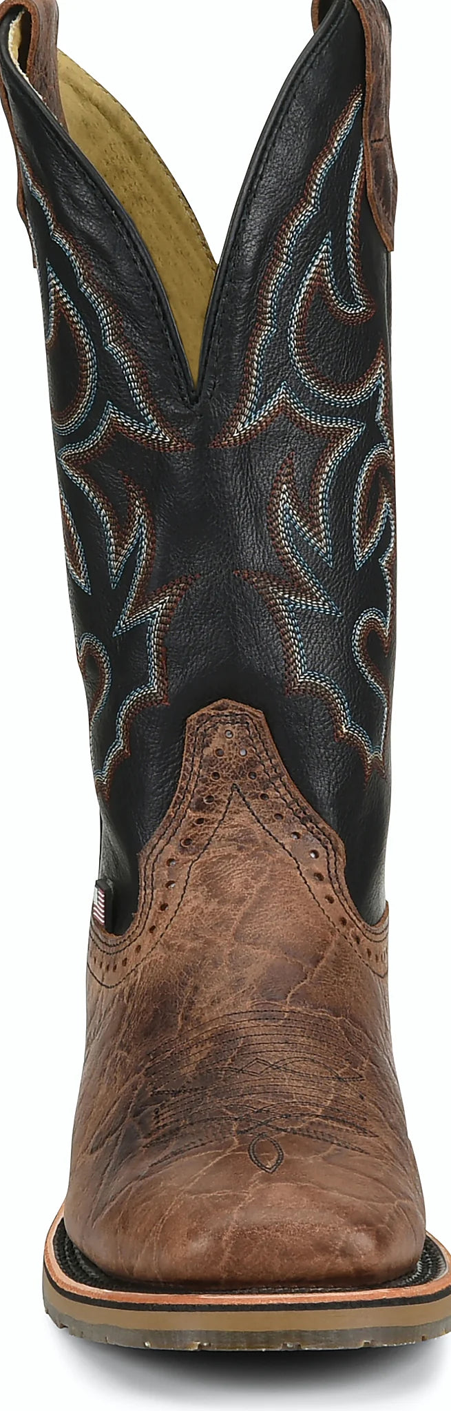 Goodyear welted boot with a lined gore panel