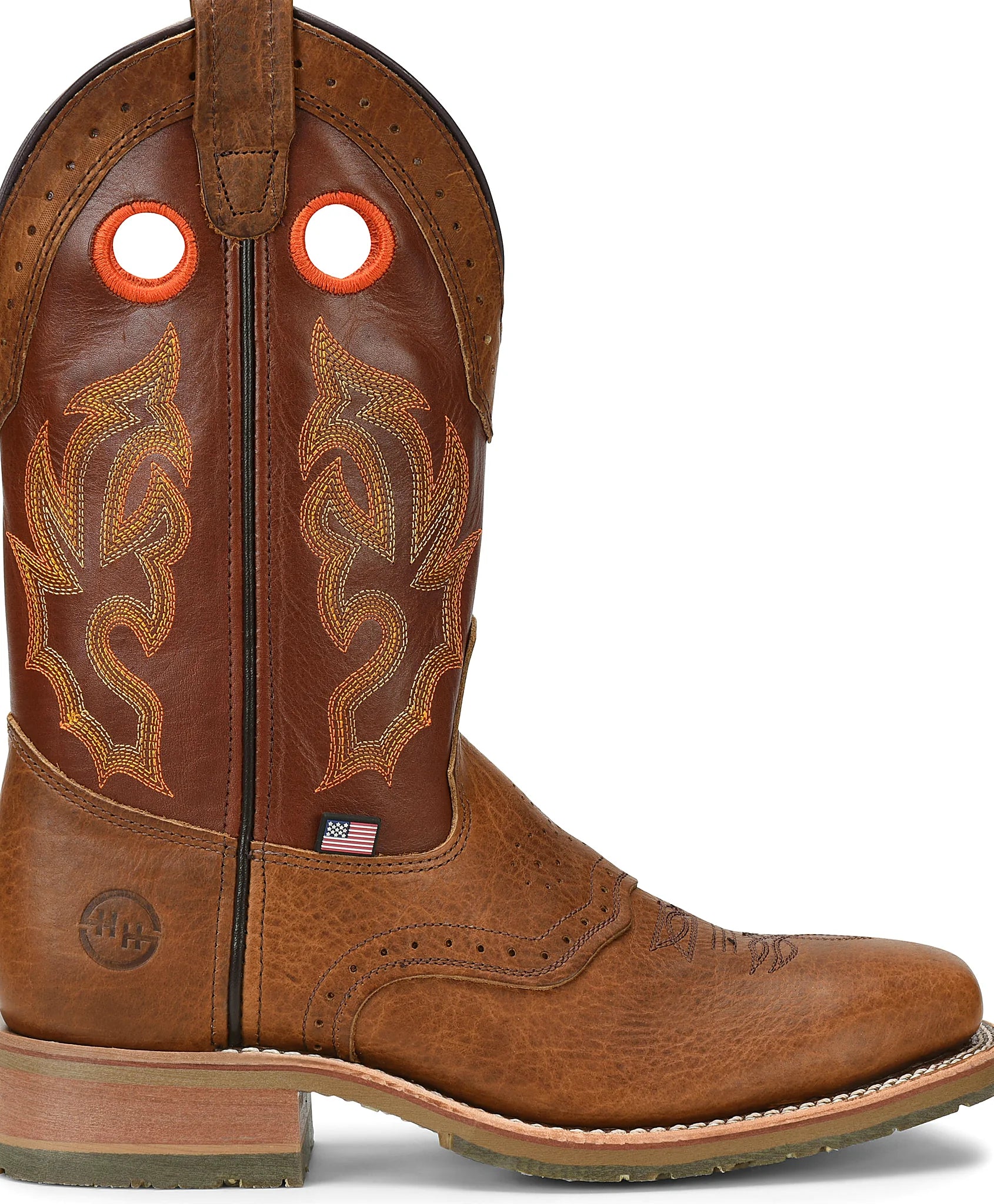 Work boot with a Mont Blanc leather vamp and bison shaft