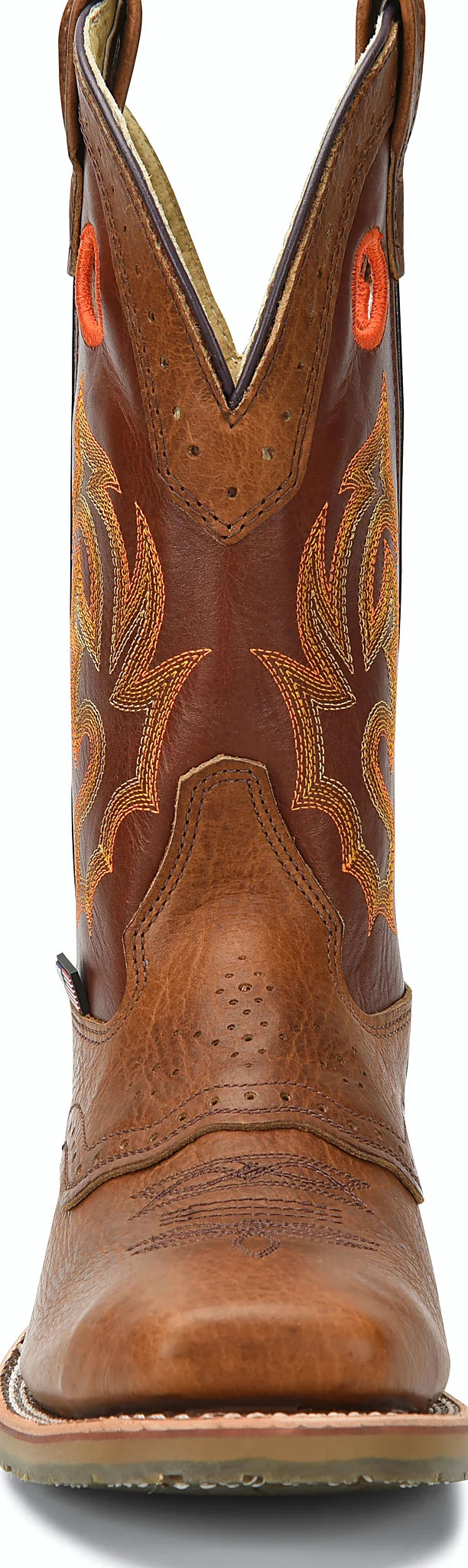 Steel toe boot with an eight row stitch pattern