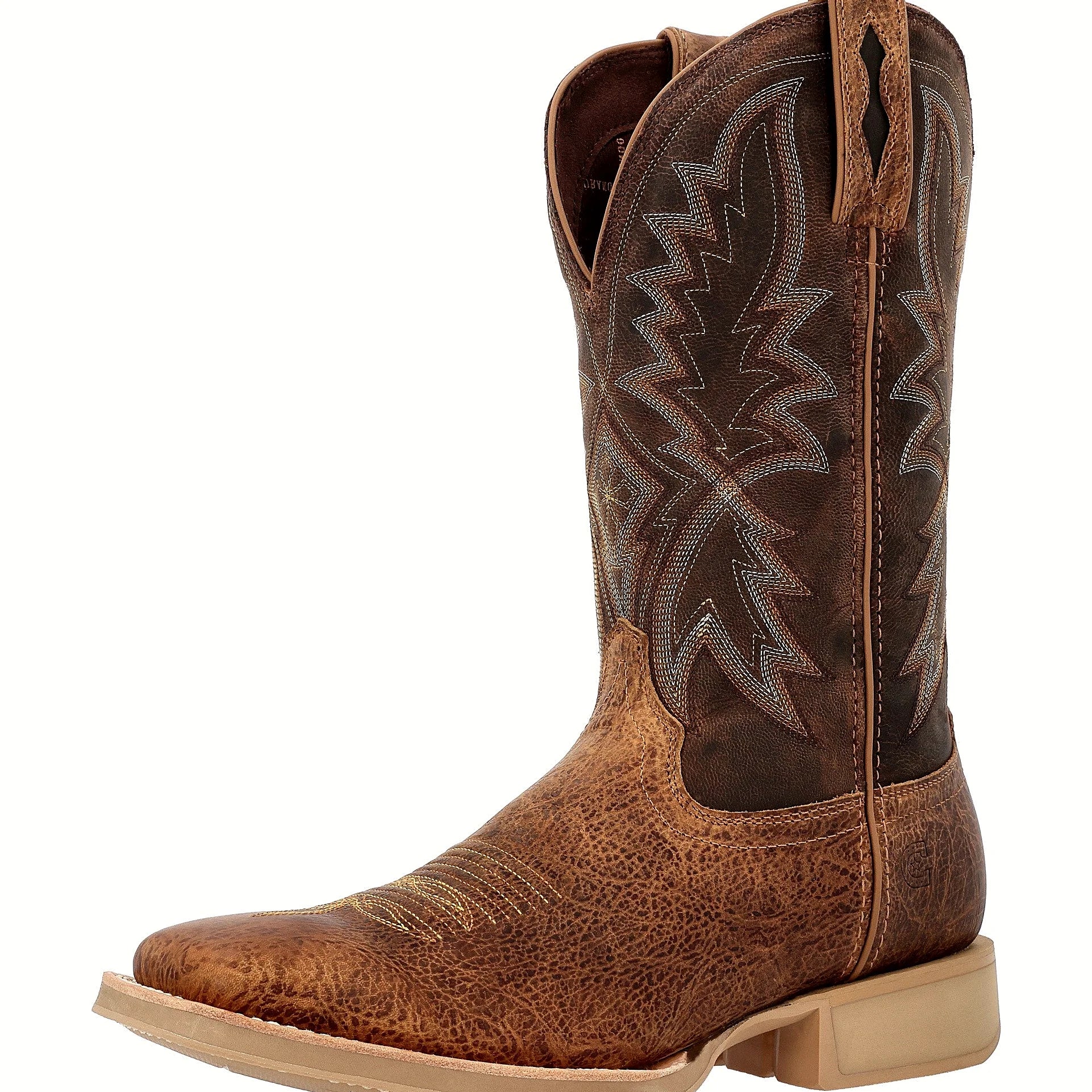Square toe boot with a patented dual fiberglass shank