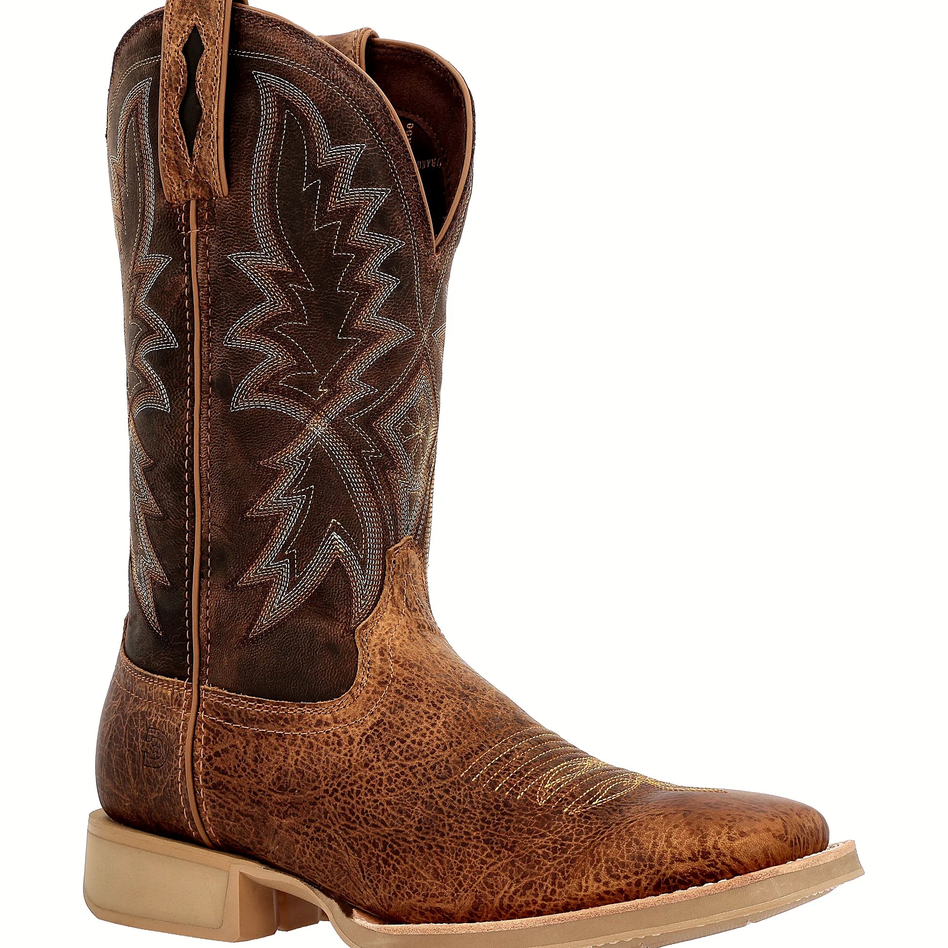 Tan boot with a stirrup friendly rubber outsole
