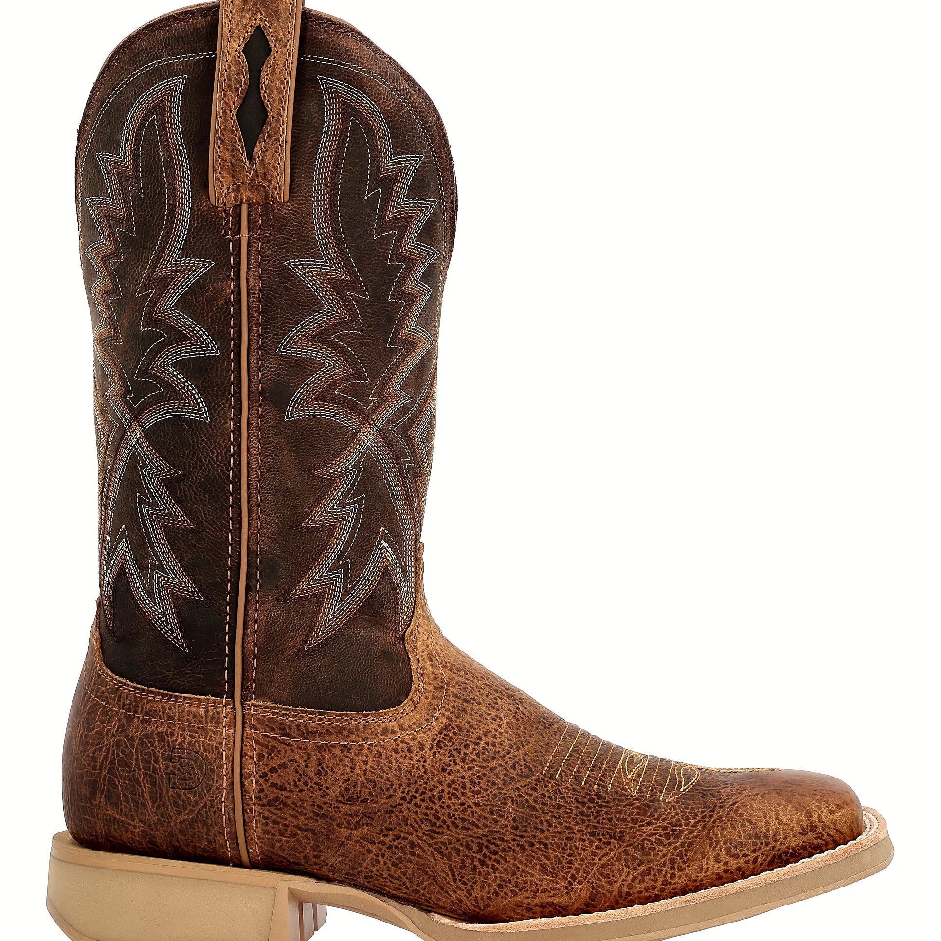 Layered western boot with a genuine Goodyear welt