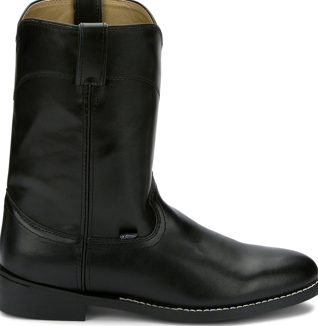 Distressed farm and ranch boot with a walking block heel
