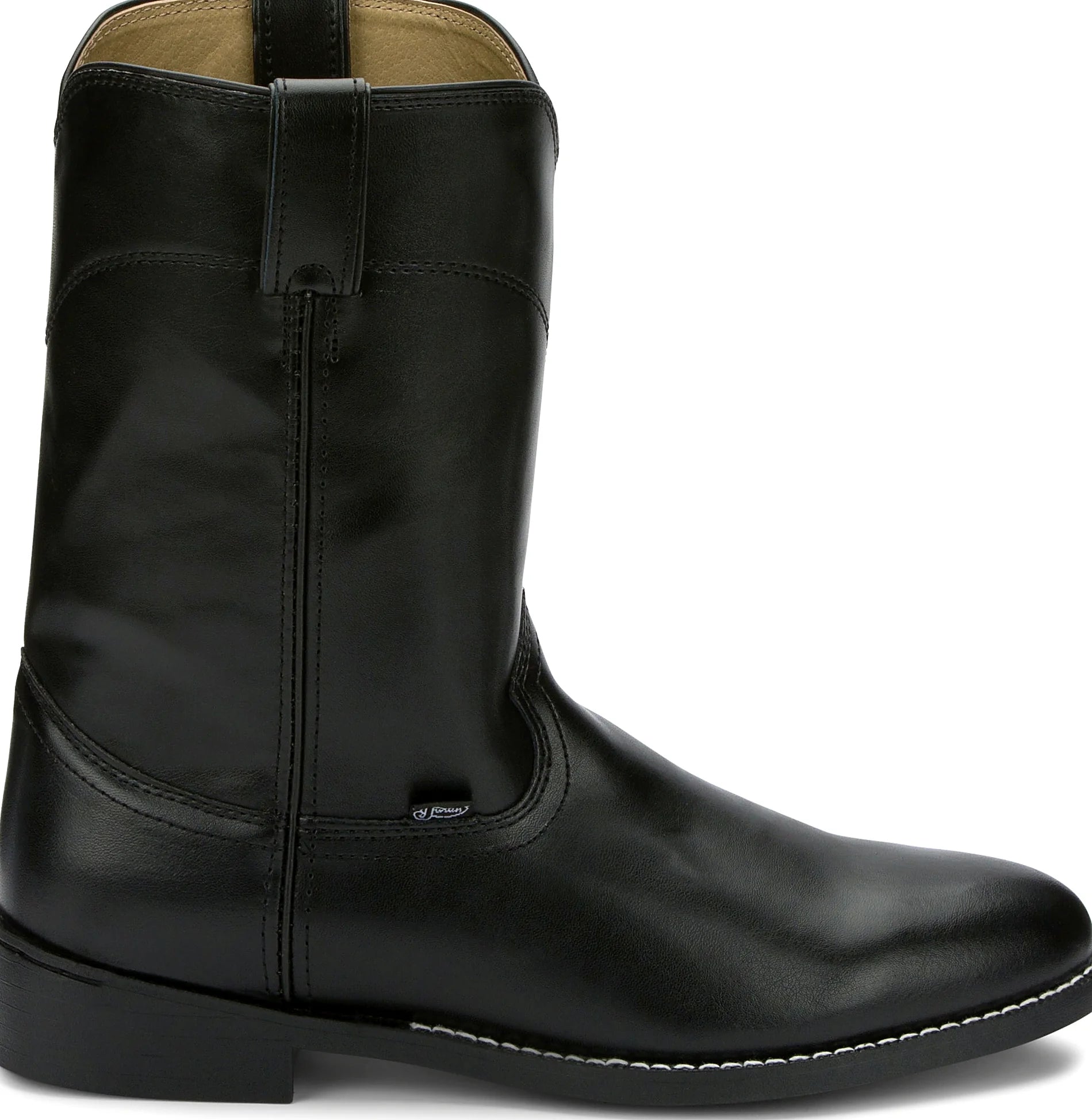 Distressed farm and ranch boot with a walking block heel