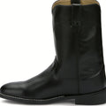 Ten inch cowhide cowboy boot with a wide round toe