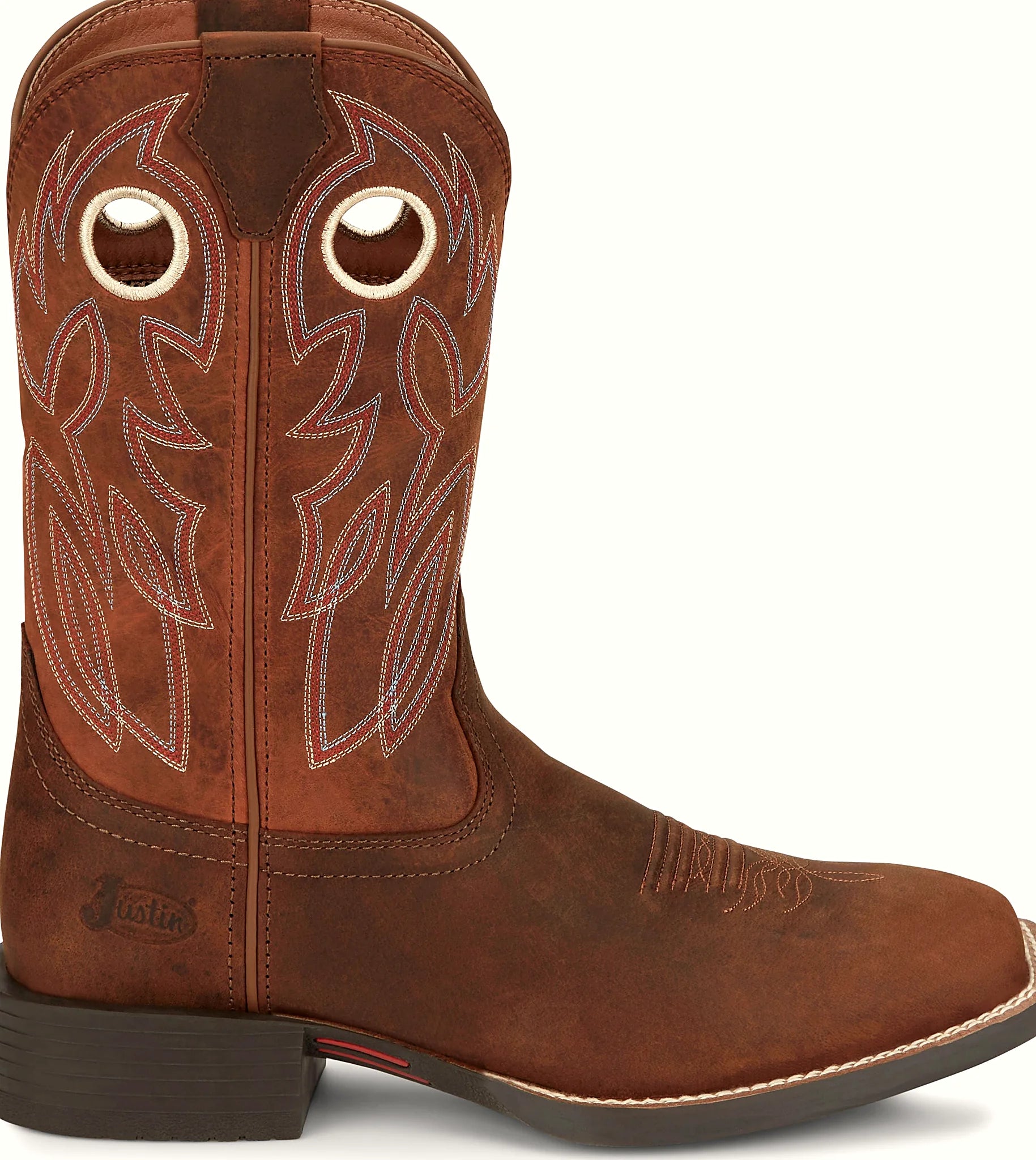 Eleven inch cowhide boot with top-notch shaft stitching