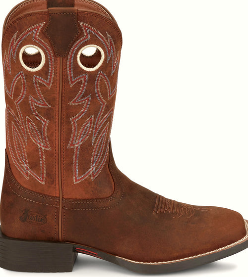 Eleven inch cowhide boot with top-notch shaft stitching