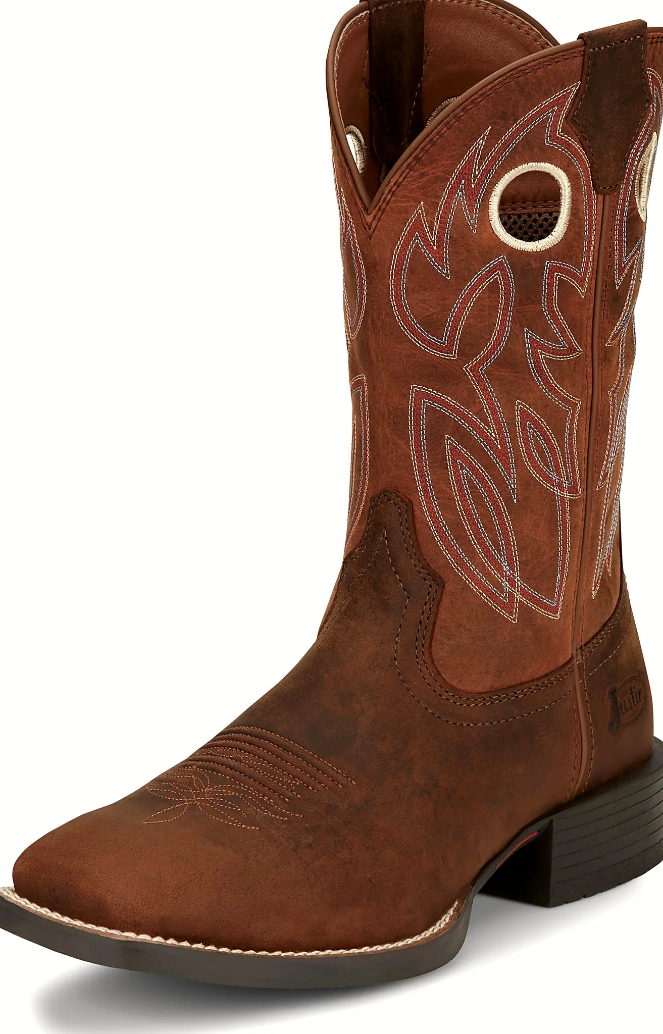 Square toe boot with a walking block heel