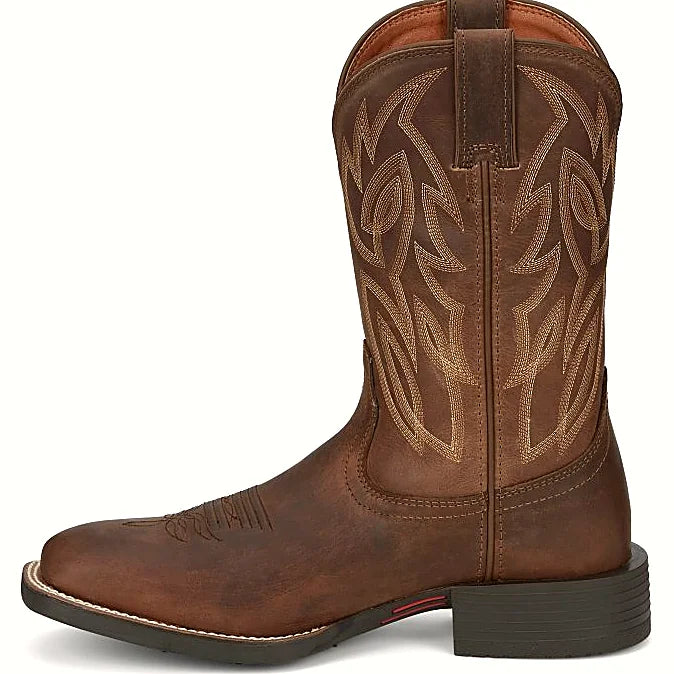 Wide square toe western boot in water buffalo leather