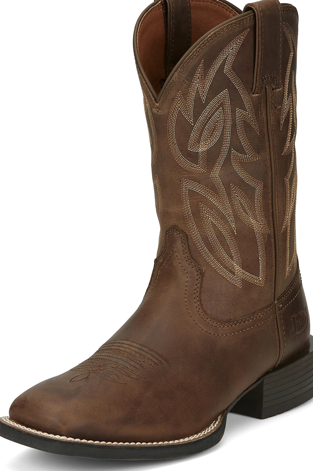 Square toe boot with a removable orthotic insert