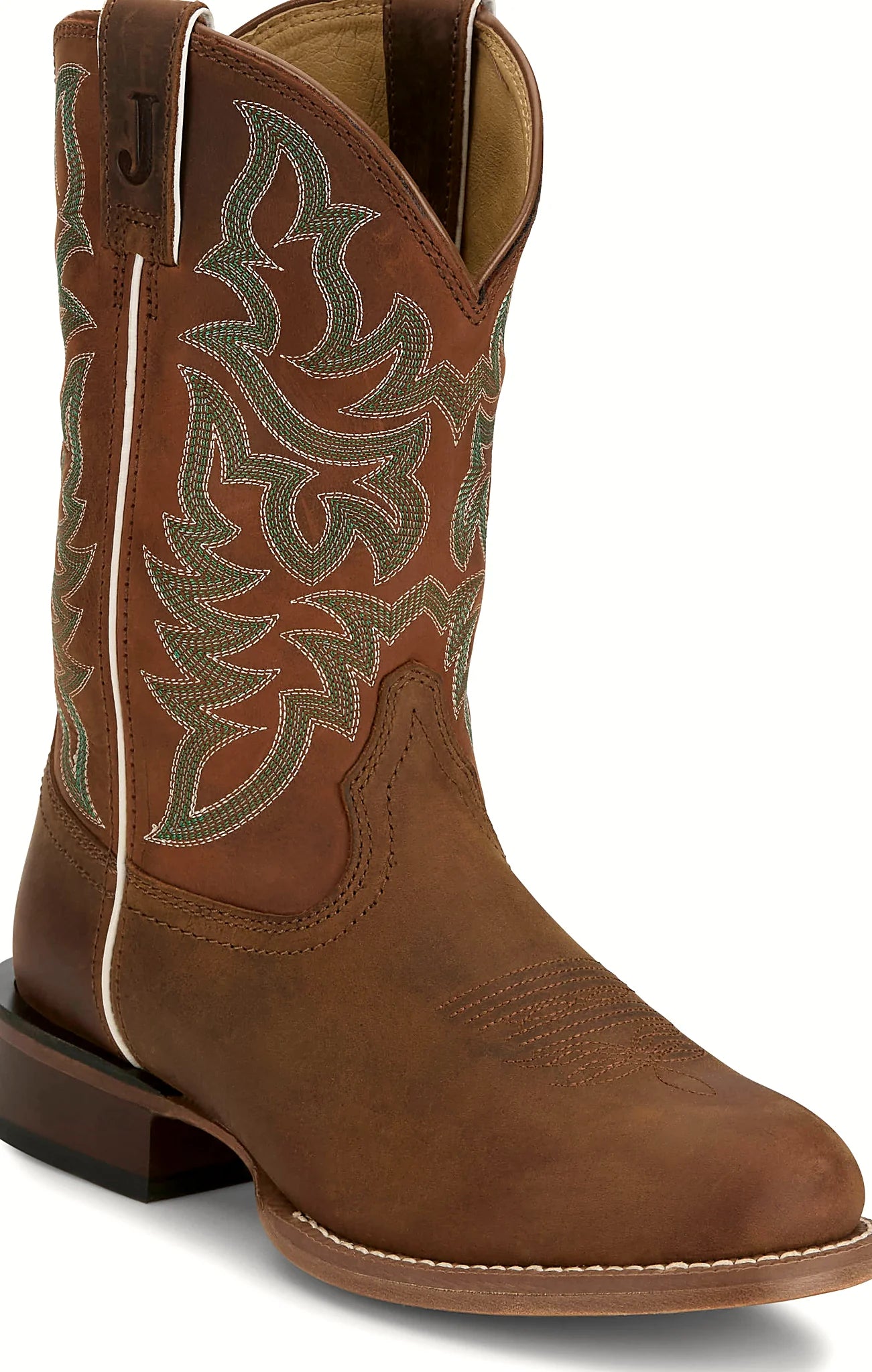 Two-tone cowboy boot with a removable Ortholite insert