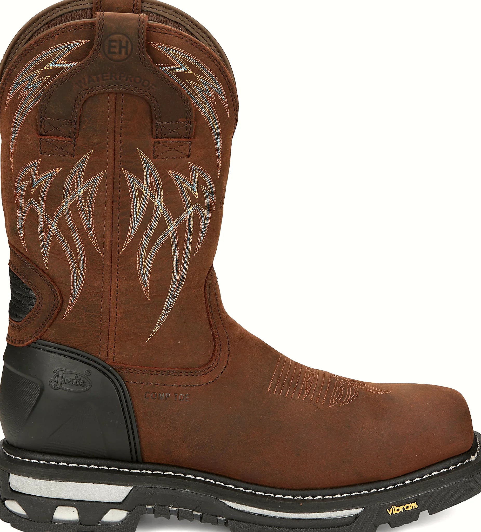 Cowhide work boot with a nano composite safety toe