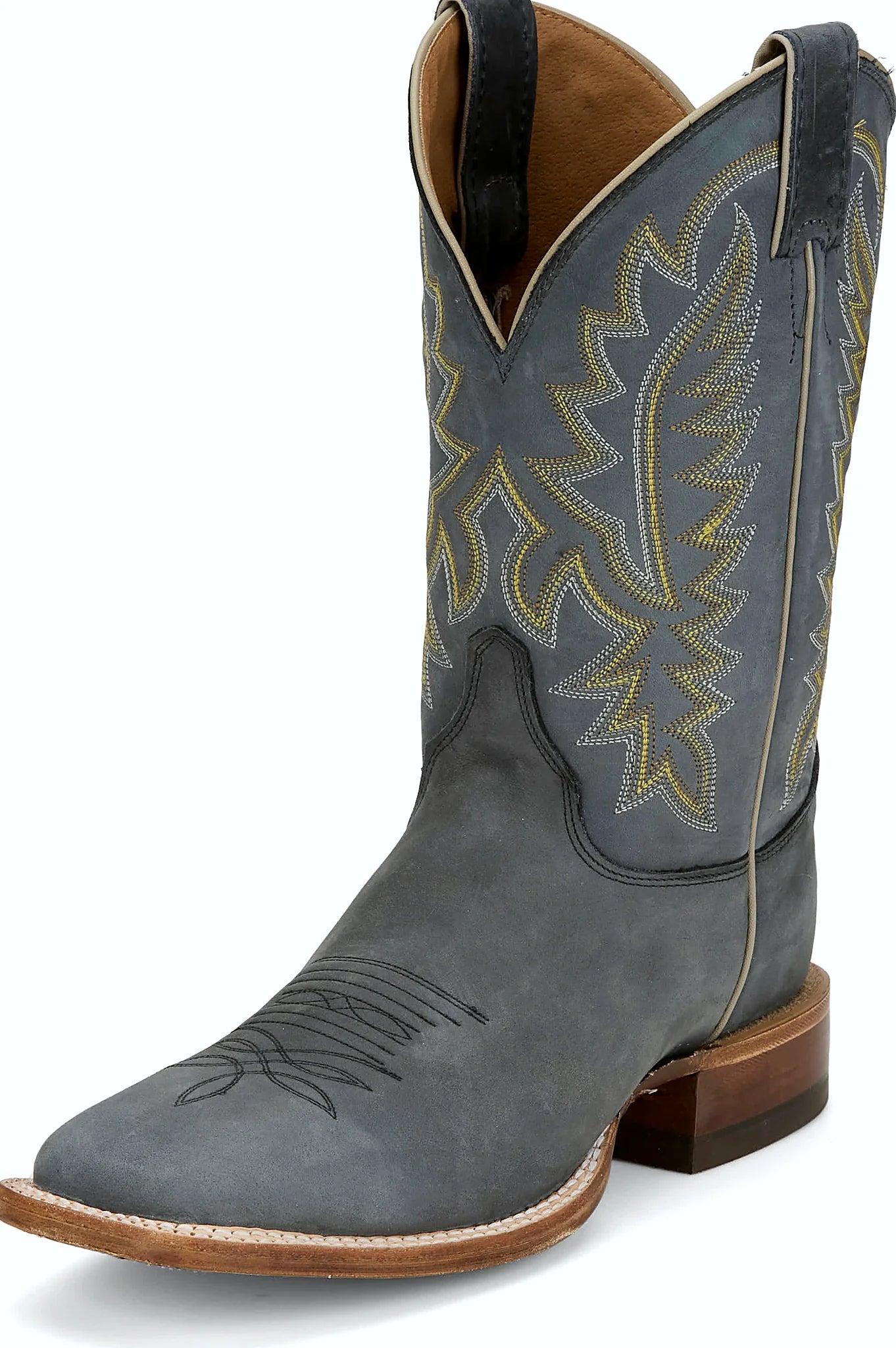 Full grain leather boot with intricate shaft stitching