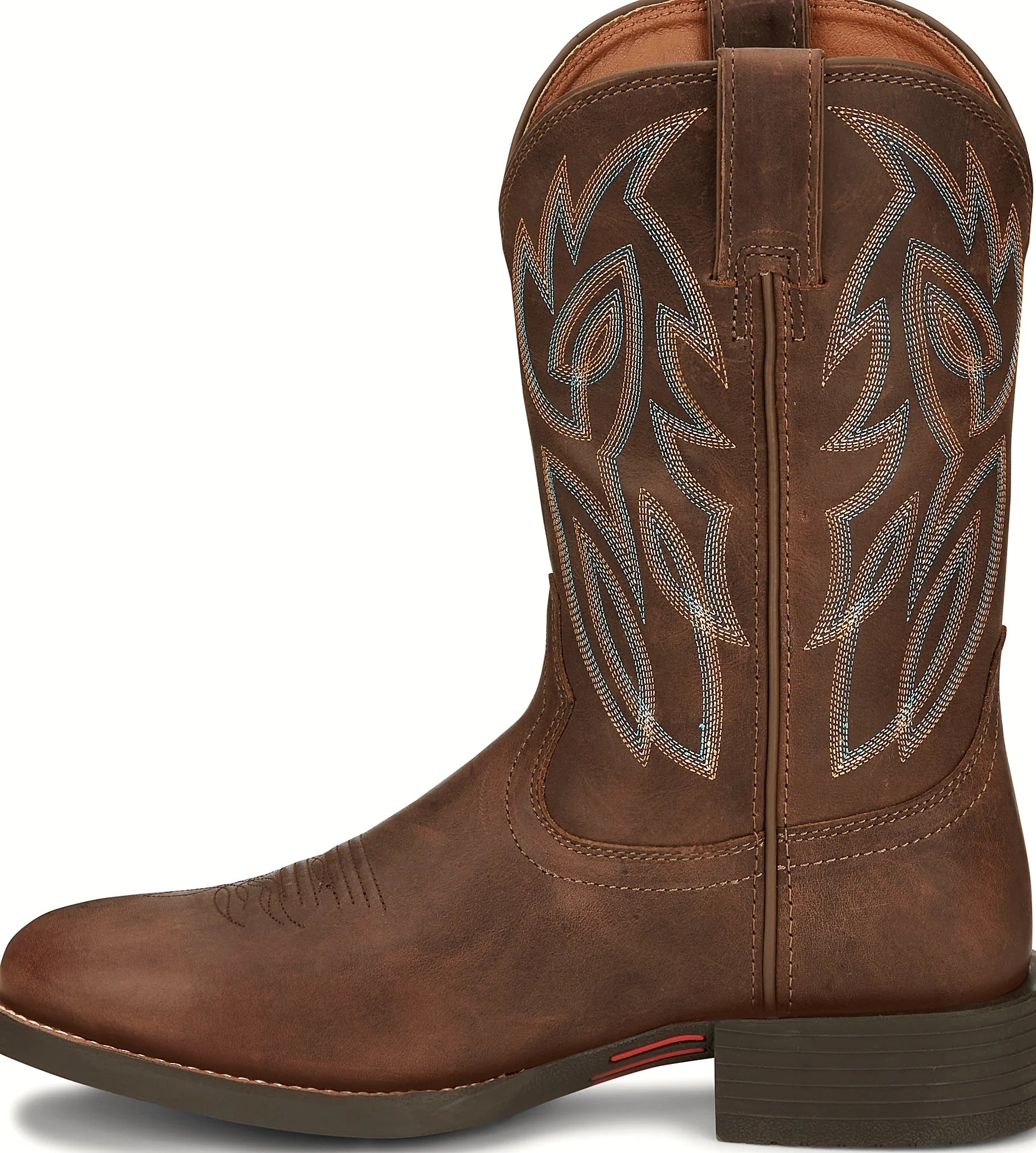 Wide round toe cowhide cowboy boot