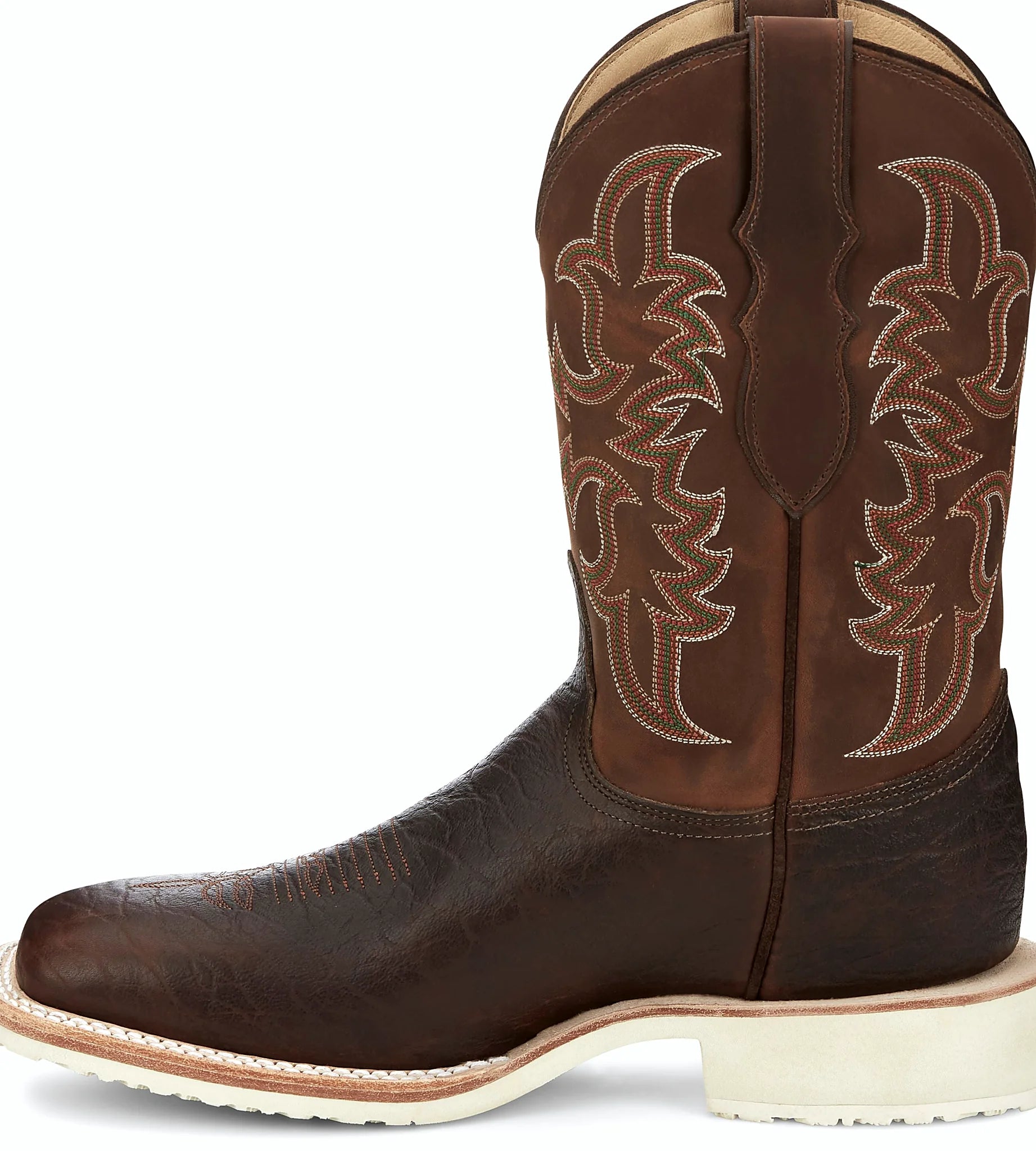 Wide square toe western boot with a crepe outsole
