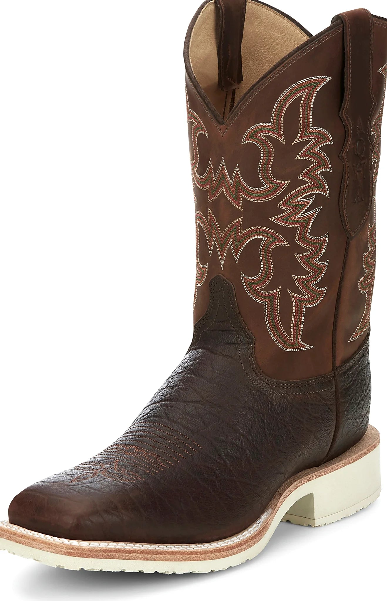 Western boot with a block heel and leather lining