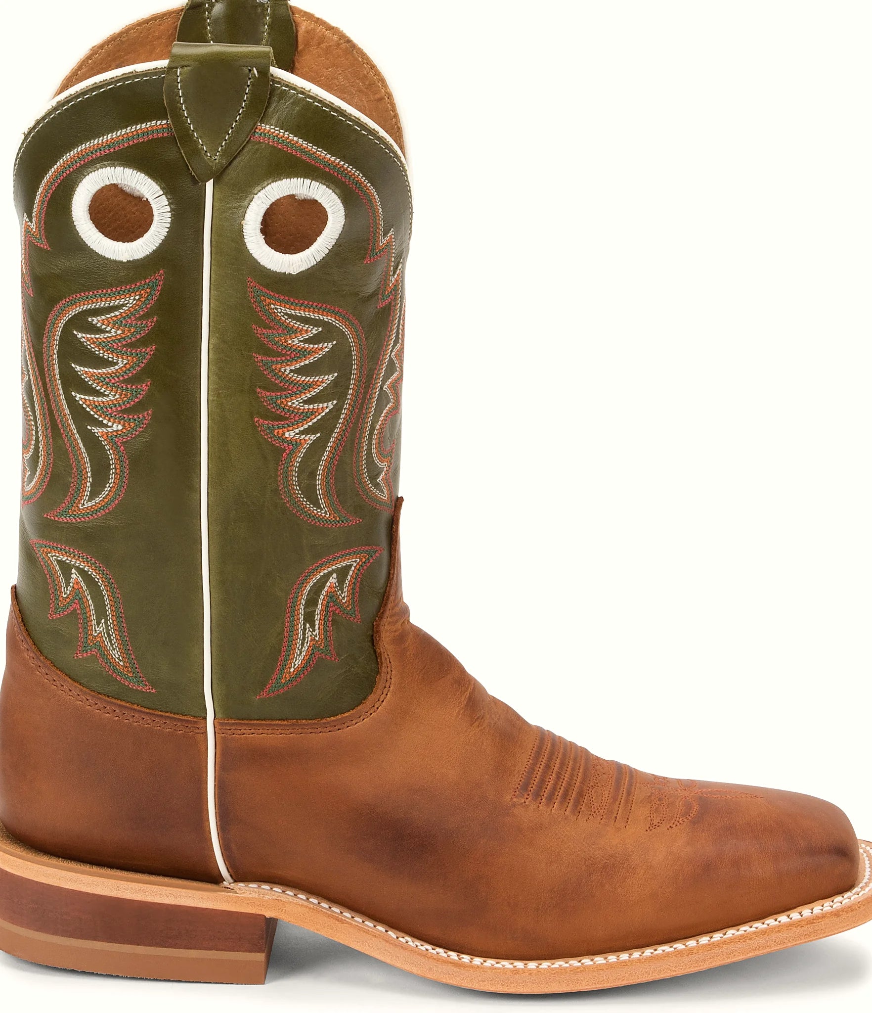 Aged finish western boot in full grain leather