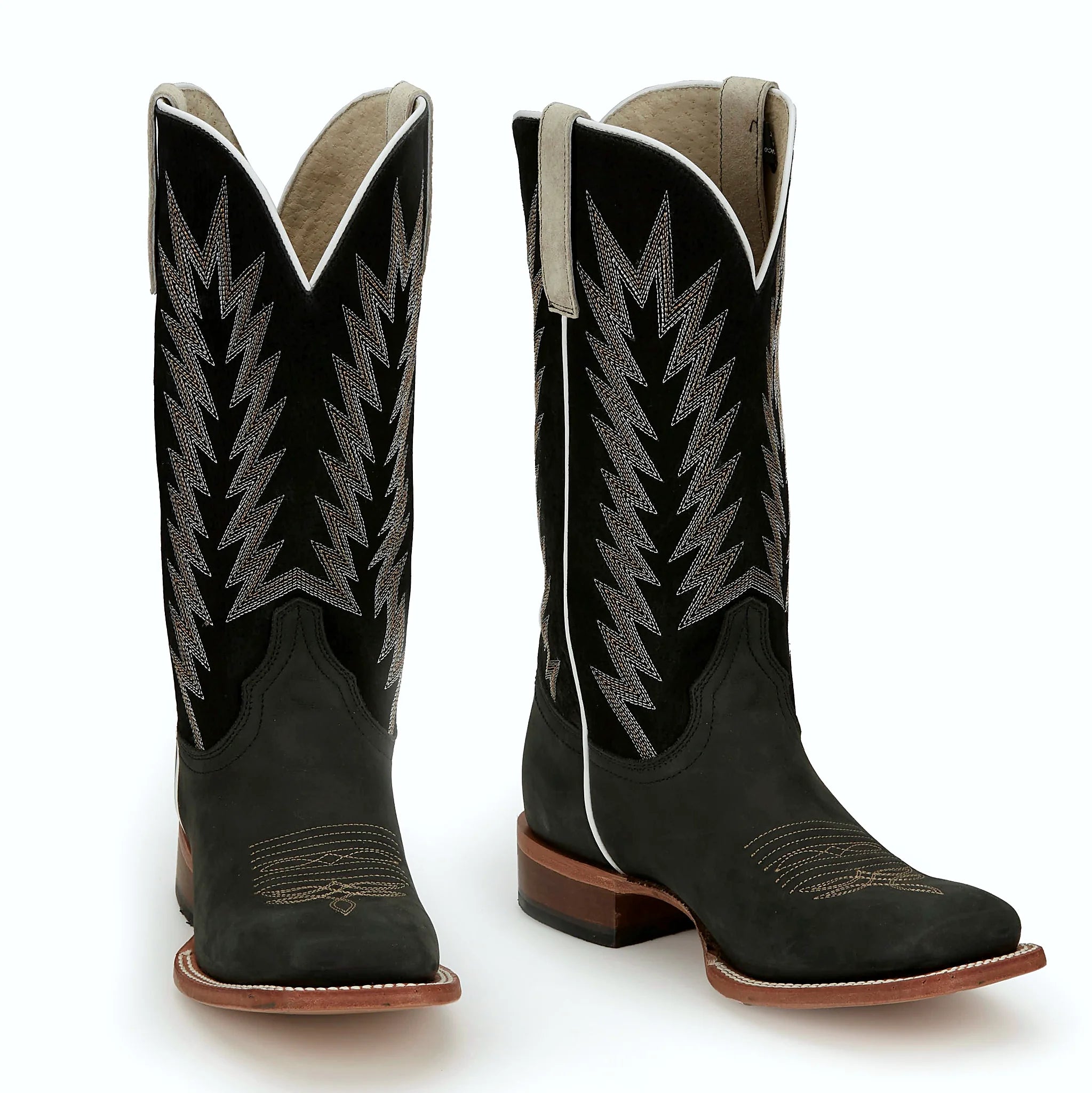 Suede western boot with a cowgirl block heel