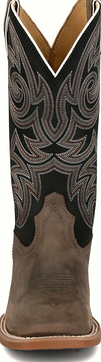 Men's pull-on cowboy boot with a square toe