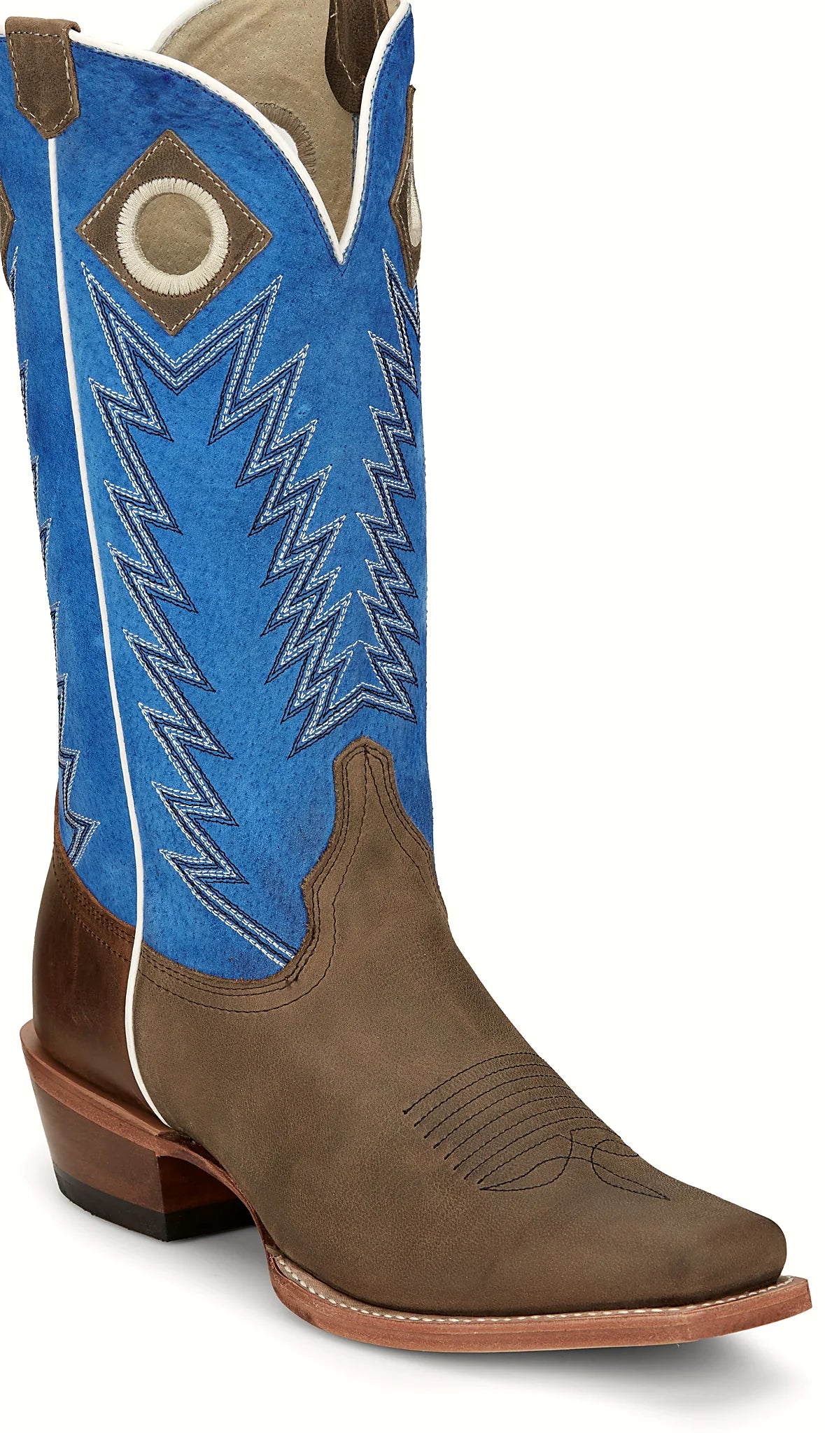 Western boot with a cowboy underslung heel