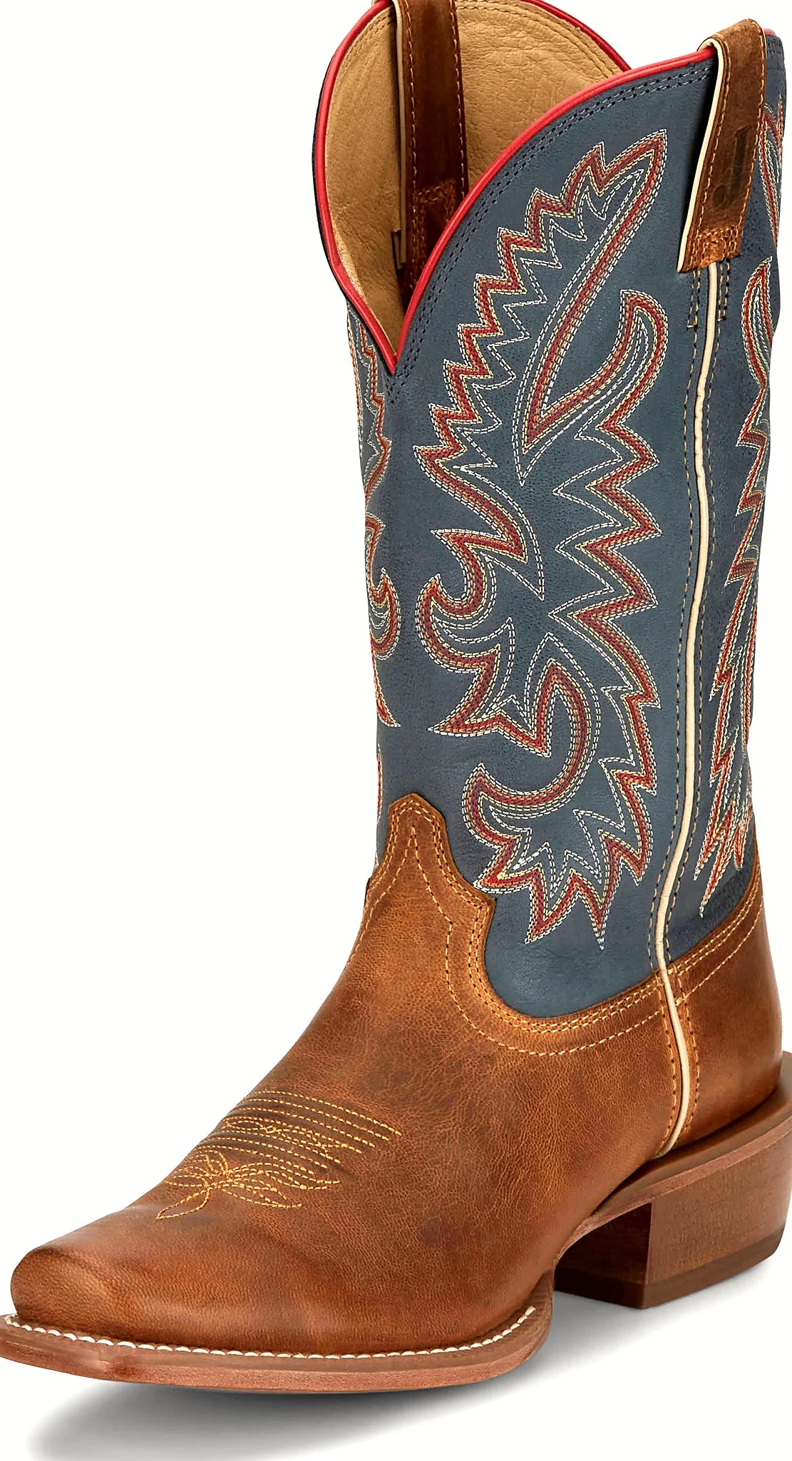 Cowboy boot with a spur ridge heel and leather outsole