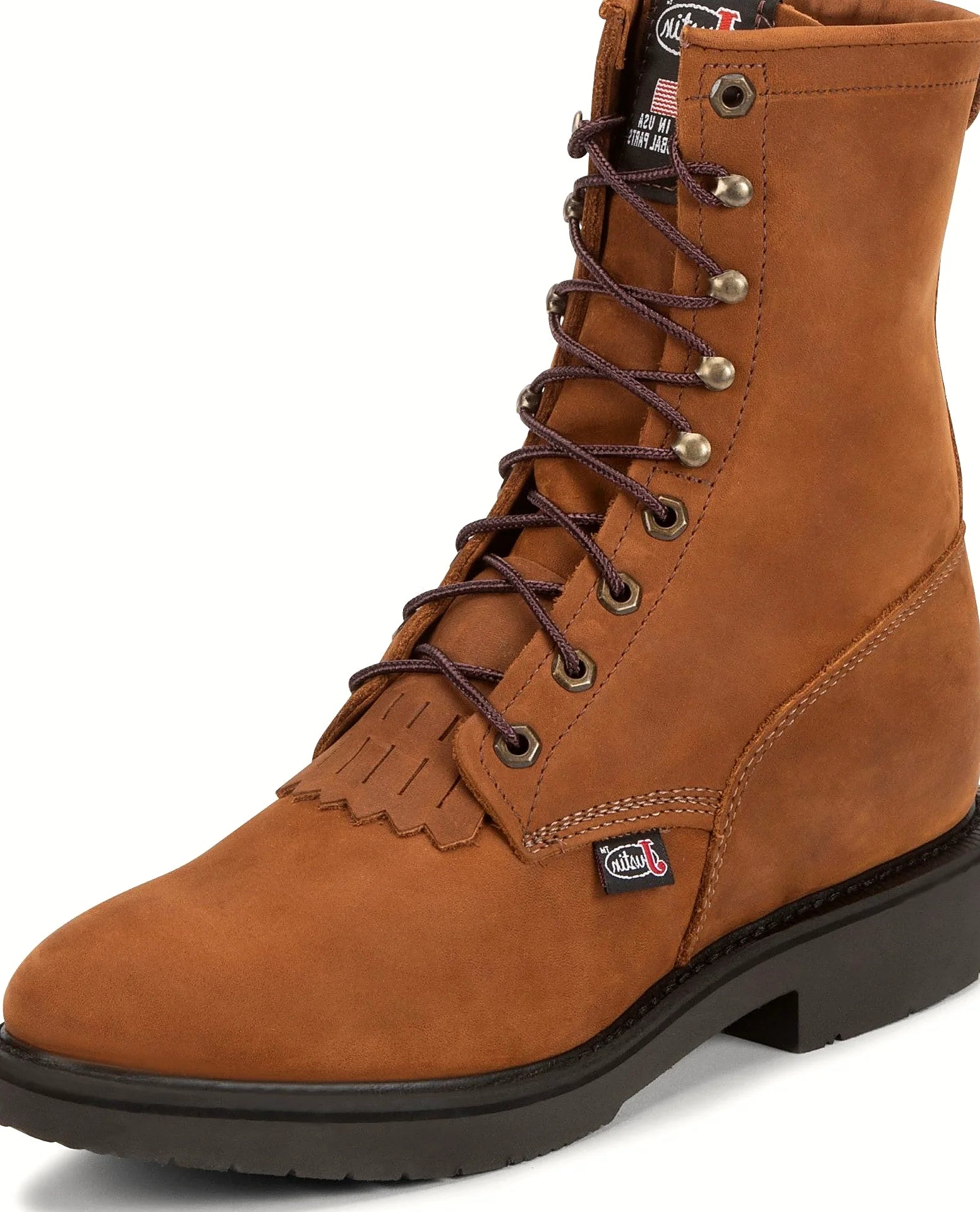 Round toe lace-up boot with a polyurethane outsole
