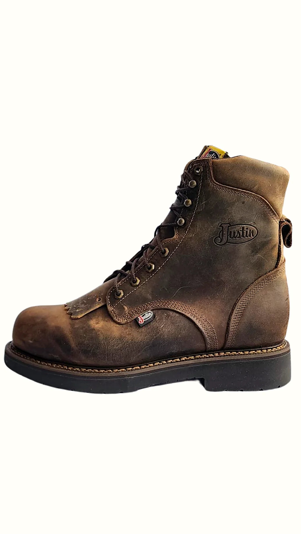 Steel toe lace-up work boot