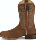 Brown and black round toe cowboy boot