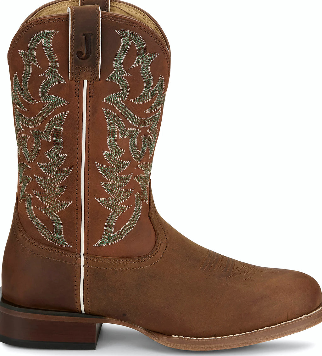 Eleven inch cowhide boot with a leather lining