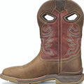 Wide square toe roper boot with a scalloped top