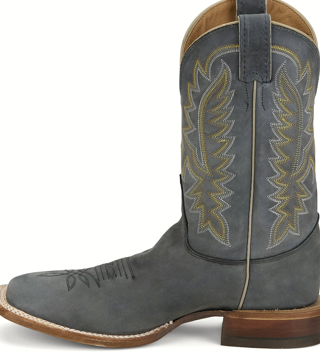 Square toe western boot with a leather outsole