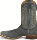 Square toe western boot with a leather outsole