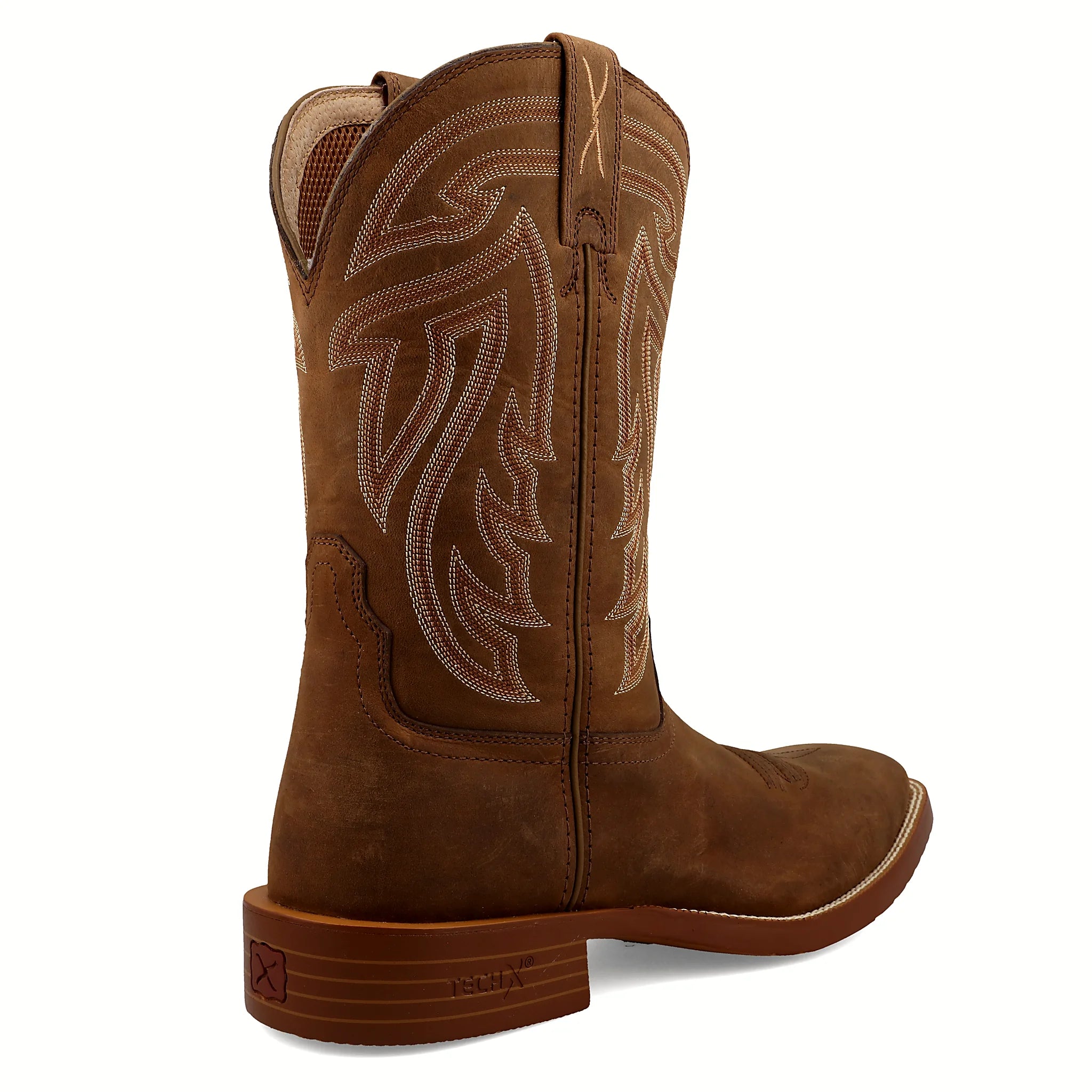 Western boot with a leather-look rubber outsole