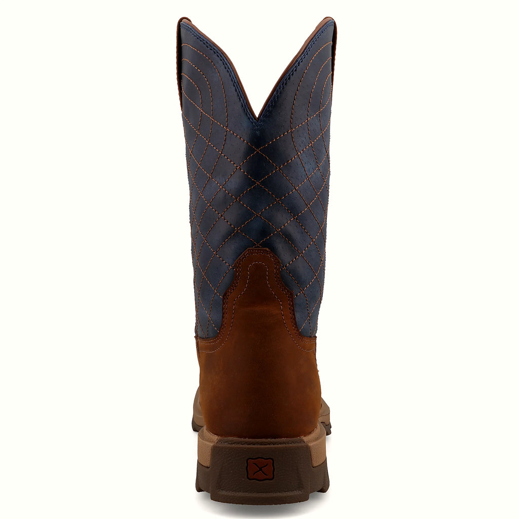 Square toe work boot with a storm welt and composite shank