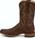 Brown wide round toe cowhide cowboy boot