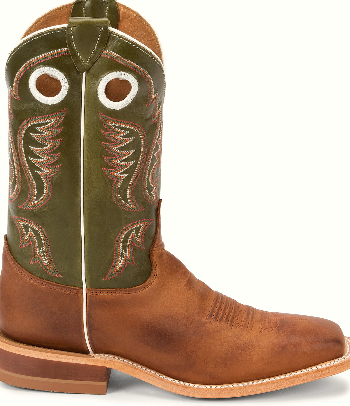 Aged finish western boot in full grain leather