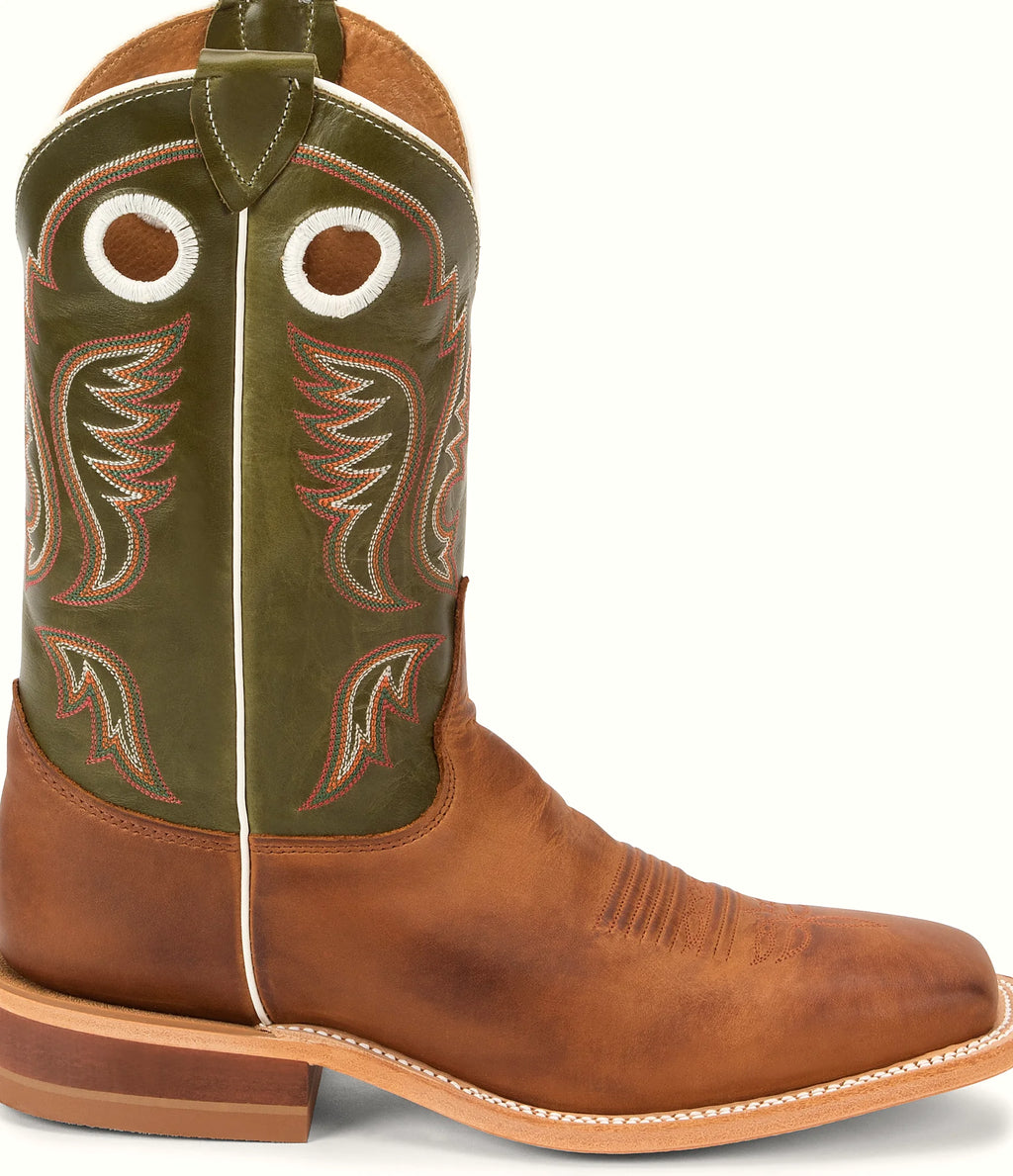 Aged finish western boot in full grain leather