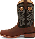 Wide square toe western boot with a leather outsole