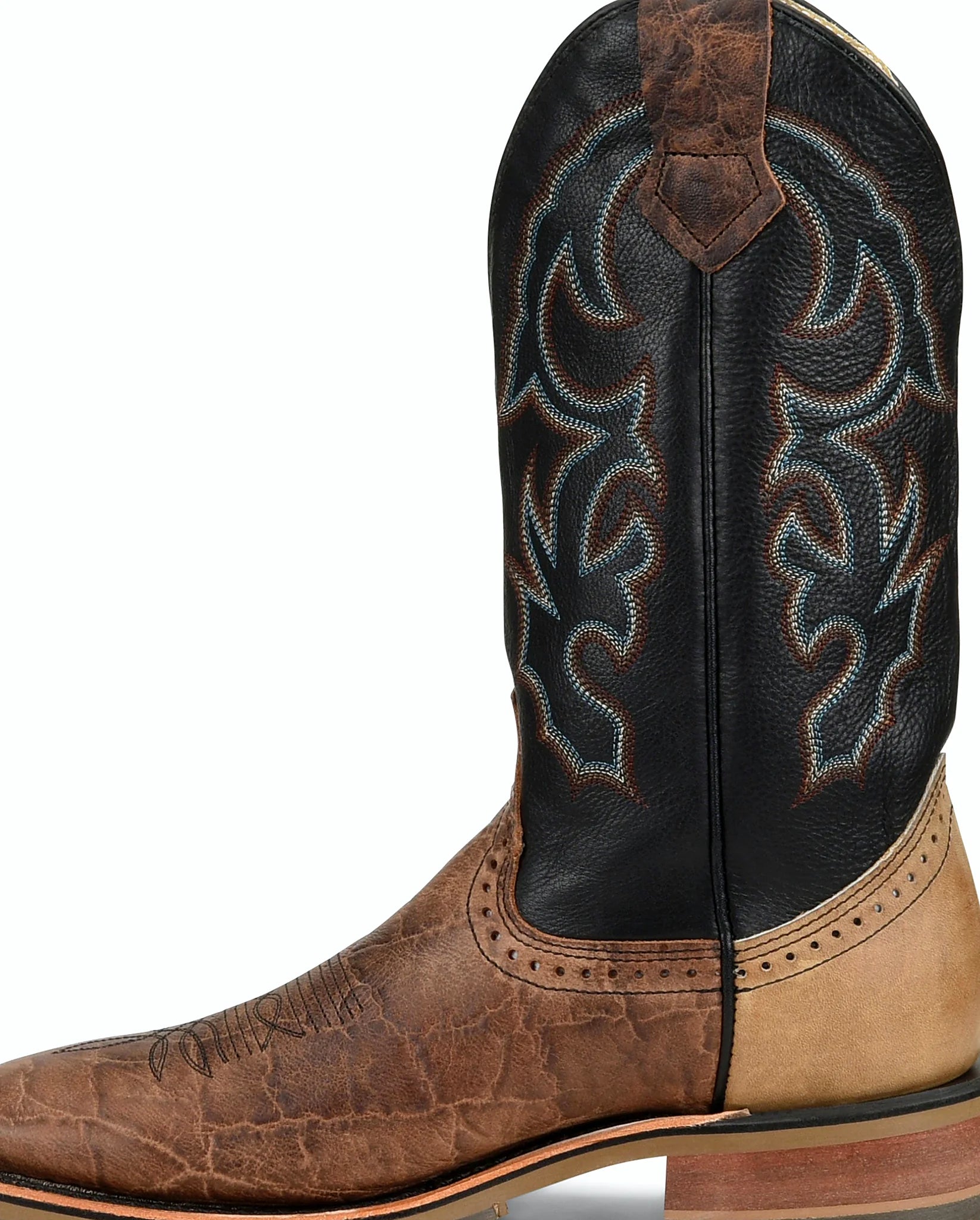 Black wide square toe boot with an inside carry pocket
