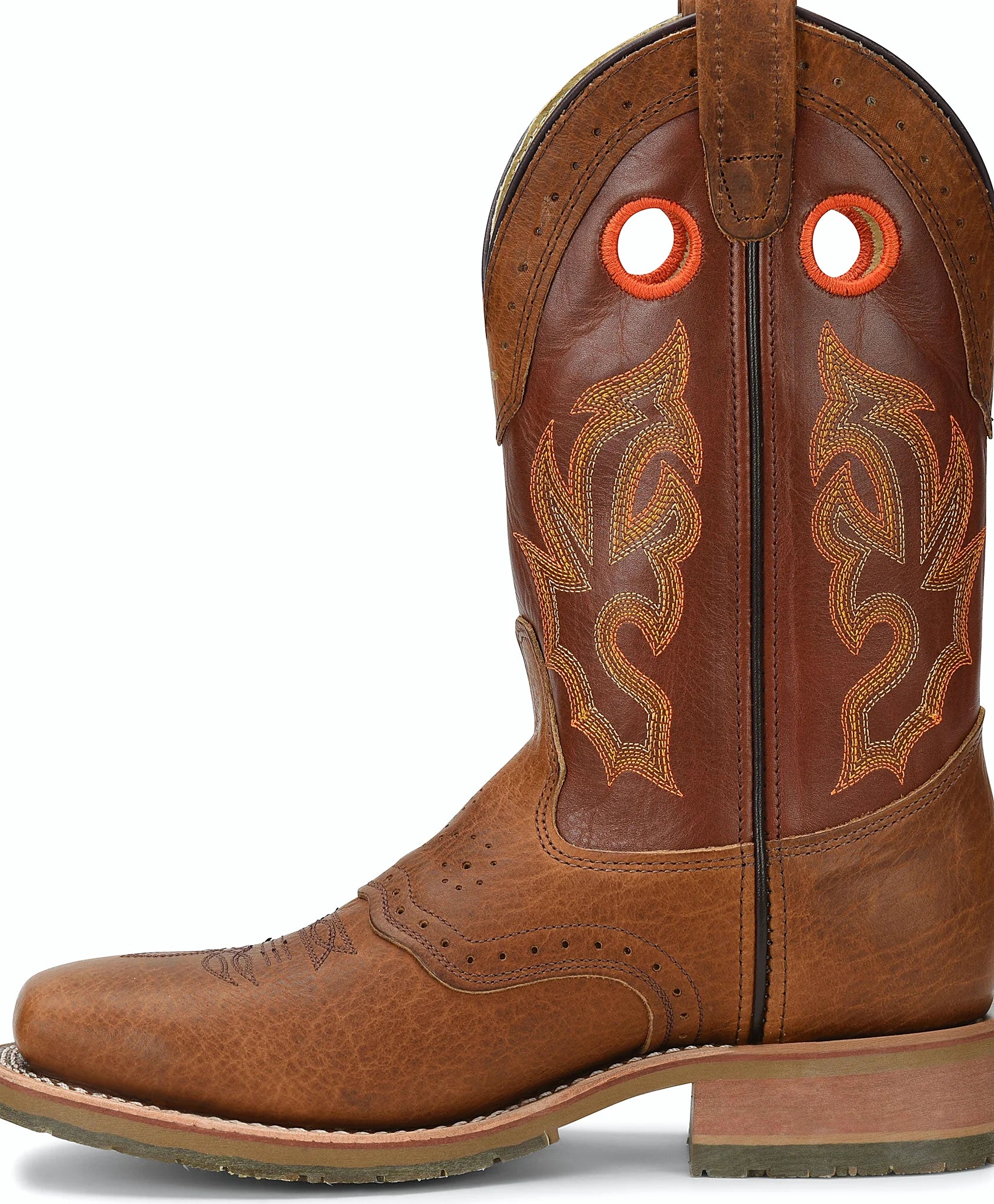 Wide square steel toe work boot made in the USA