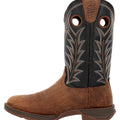 Distressed round toe western boot