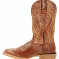 Burnished tan square toe western boot