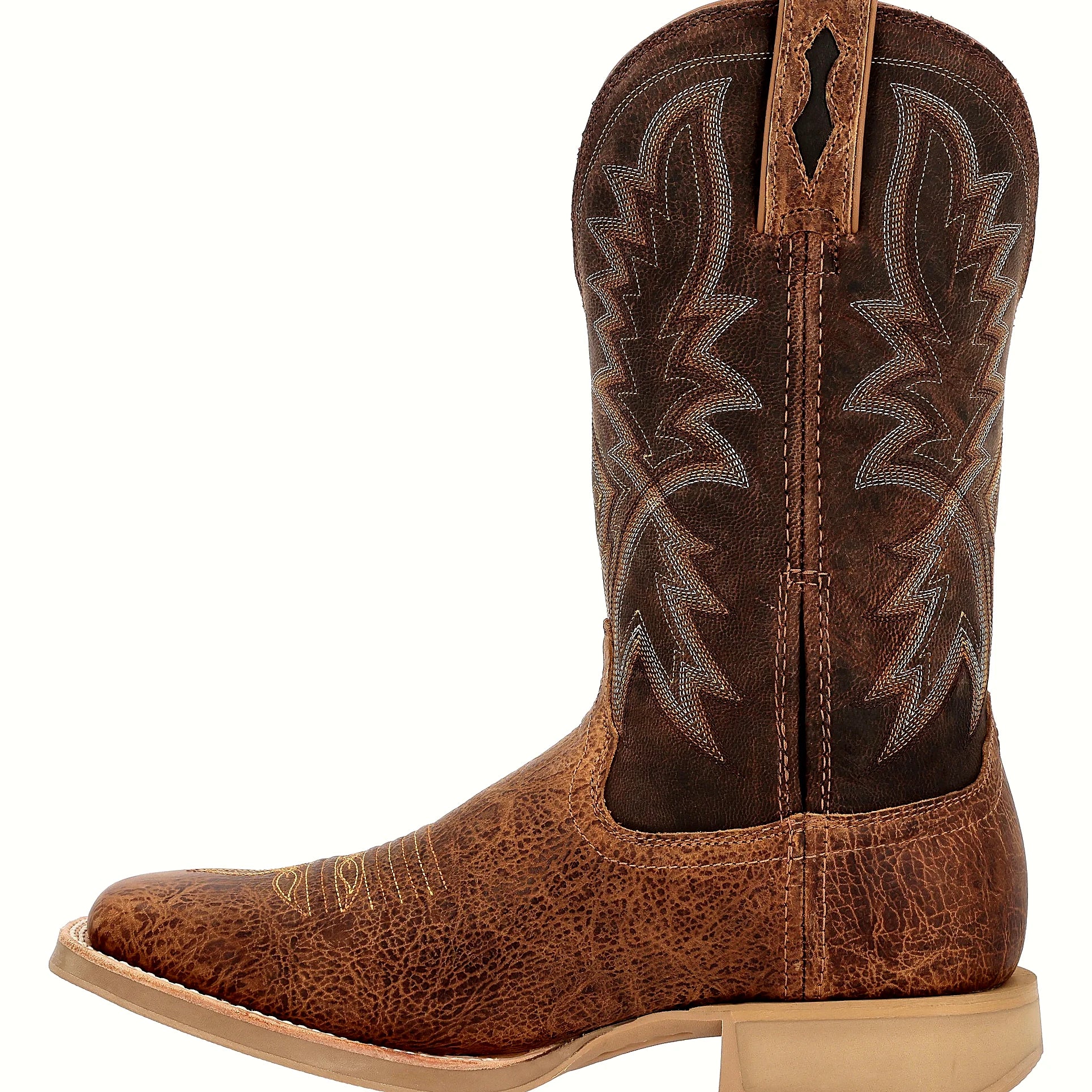 Rustic tan and tobacco square toe western boot