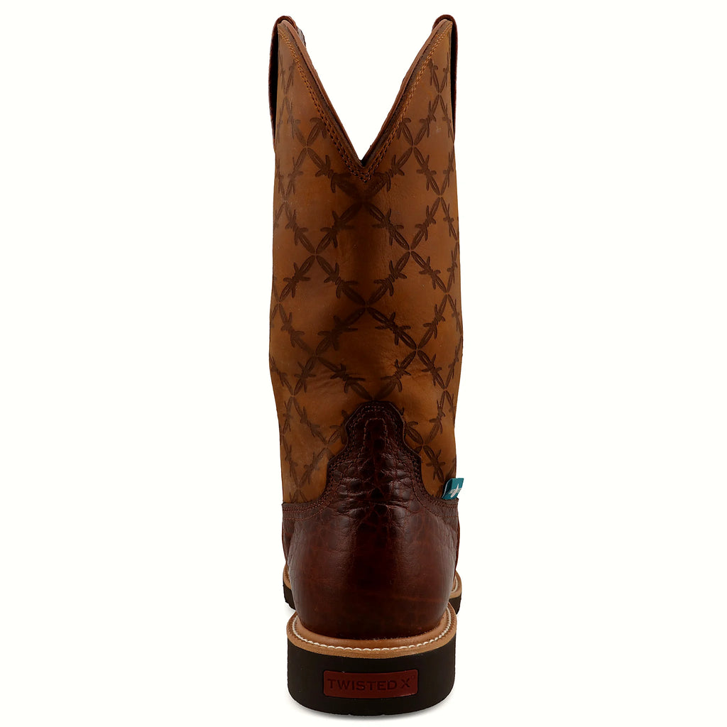 Twelve inch leather work boot with leather pull tabs
